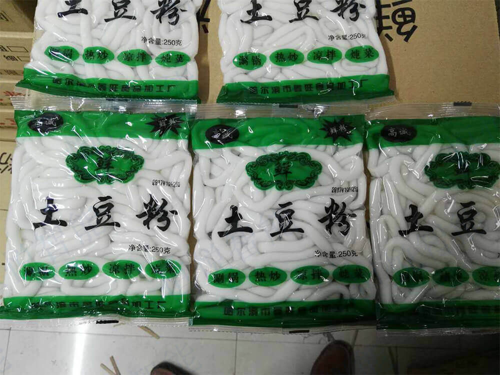 排气式鲜湿土豆粉一级大香蕉黄片包装袋型平整
